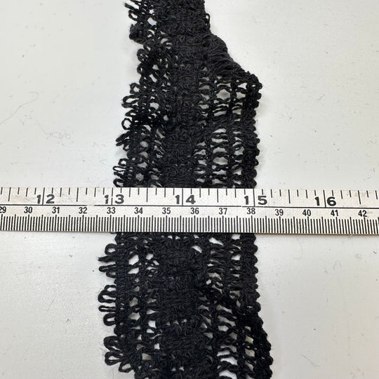 2" (51mm) Stretchy Scalloped Crochet Lace Trim - Black - 2.8M Bundle - True Deadstock supplies Fabric by private - Sustainable Textile | FABCYCLE