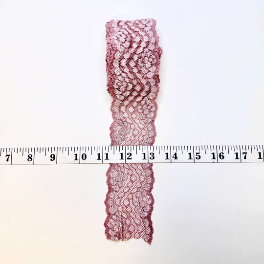 2" (51mm) Stretchy Scalloped Lace Trim - Pink - 3M Bundle - True Deadstock supplies Fabric by private - Sustainable Textile | FABCYCLE