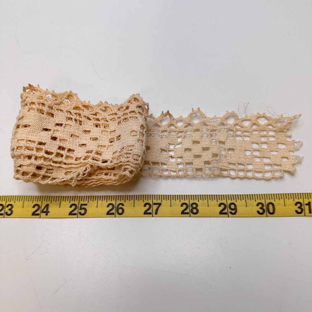 2" (51mm) Vintage Lace Trim - Cream - 0.85M Bundle - True Deadstock supplies Fabric by private - Sustainable Textile | FABCYCLE