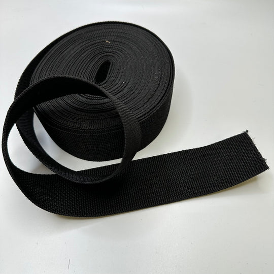2" (51mm) Webbing Trim - Black - Roll - True Deadstock supplies Fabric by private - Sustainable Textile | FABCYCLE