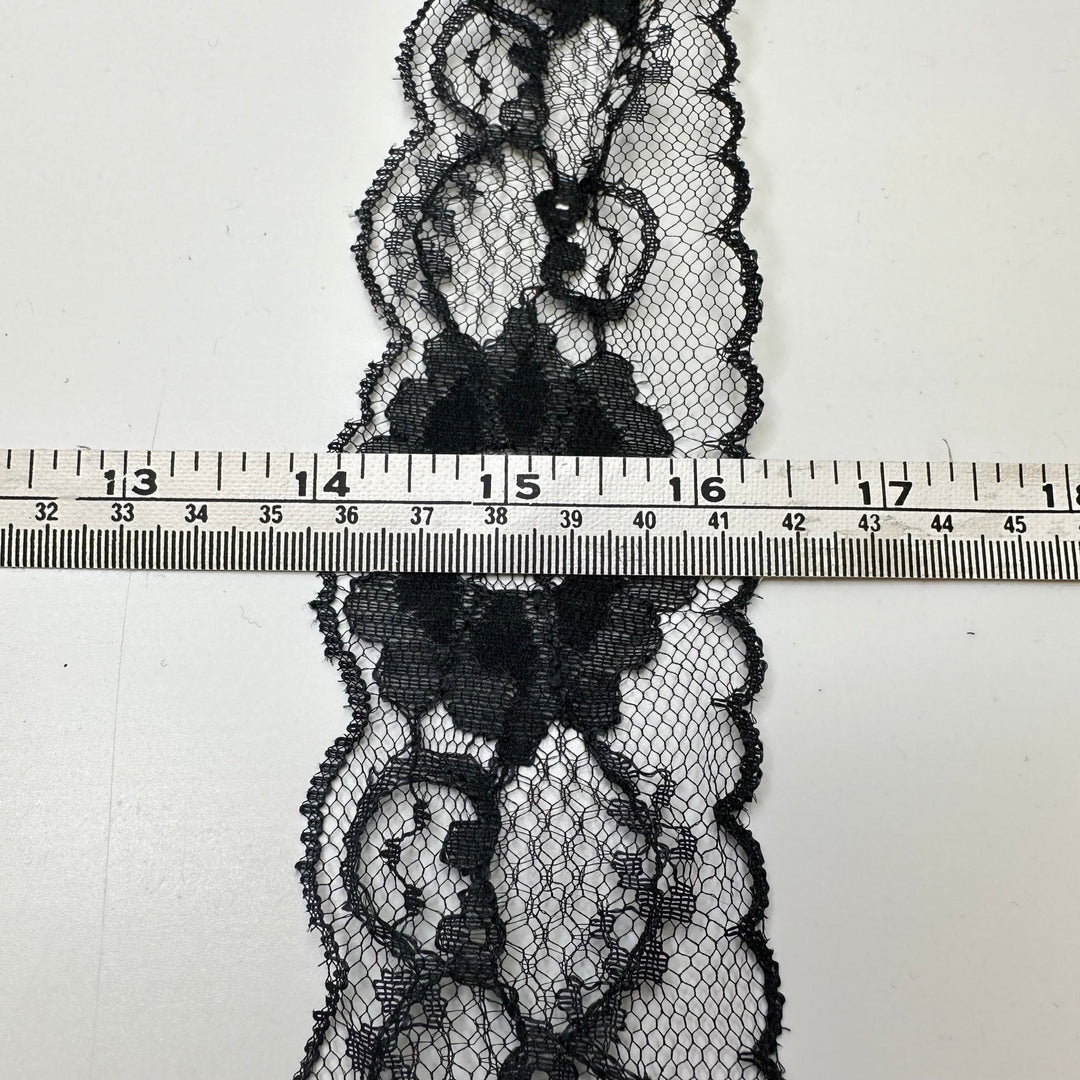 2 ¼" (57mm) Scalloped Lace Trim - Black - 2M Bundle - True Deadstock supplies Fabric by private - Sustainable Textile | FABCYCLE