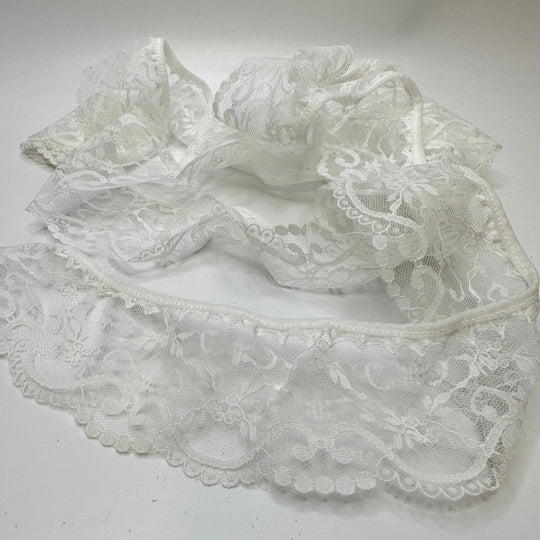 2 ½" (64mm) Ruffled Mesh Lace Trim - White - 2M Bundle - True Deadstock supplies Fabric by private - Sustainable Textile | FABCYCLE