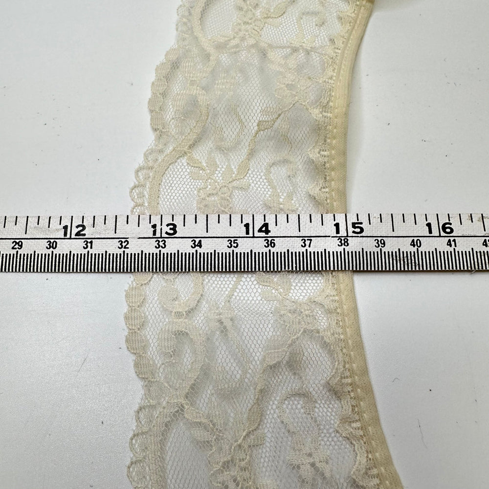 2 ½" (64mm) Scalloped Mesh Lace Trim - Cream - 2M Bundle - True Deadstock supplies Fabric by private - Sustainable Textile | FABCYCLE