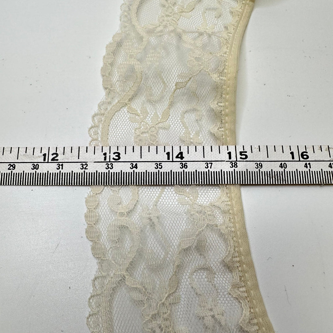 2 ½" (64mm) Scalloped Mesh Lace Trim - Cream - 2M Bundle - True Deadstock supplies Fabric by private - Sustainable Textile | FABCYCLE