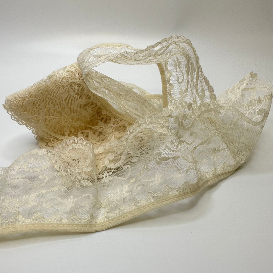 2 ½" (64mm) Scalloped Mesh Lace Trim - Cream - 2M Bundle - True Deadstock supplies Fabric by private - Sustainable Textile | FABCYCLE