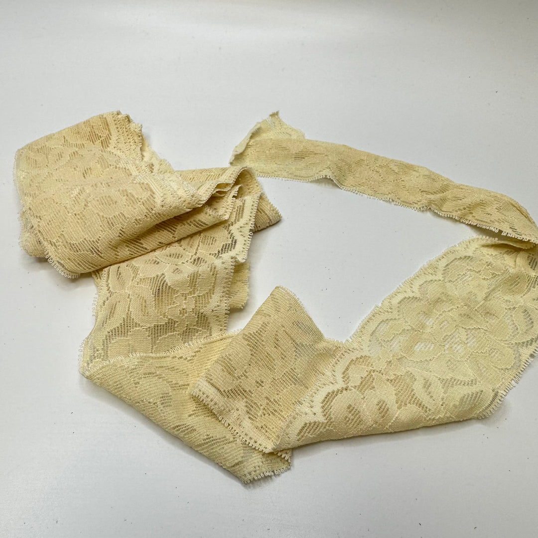 2 ½" (64mm) Stretchy Mesh Lace Trim - Cream - 2M Bundle - True Deadstock supplies Fabric by private - Sustainable Textile | FABCYCLE