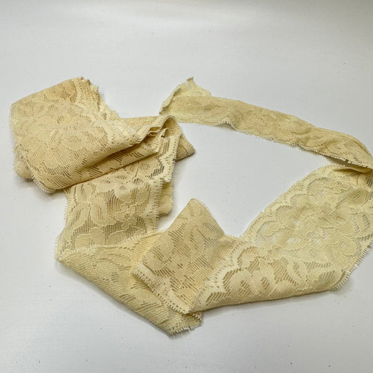 2 ½" (64mm) Stretchy Mesh Lace Trim - Cream - 2M Bundle - True Deadstock supplies Fabric by private - Sustainable Textile | FABCYCLE
