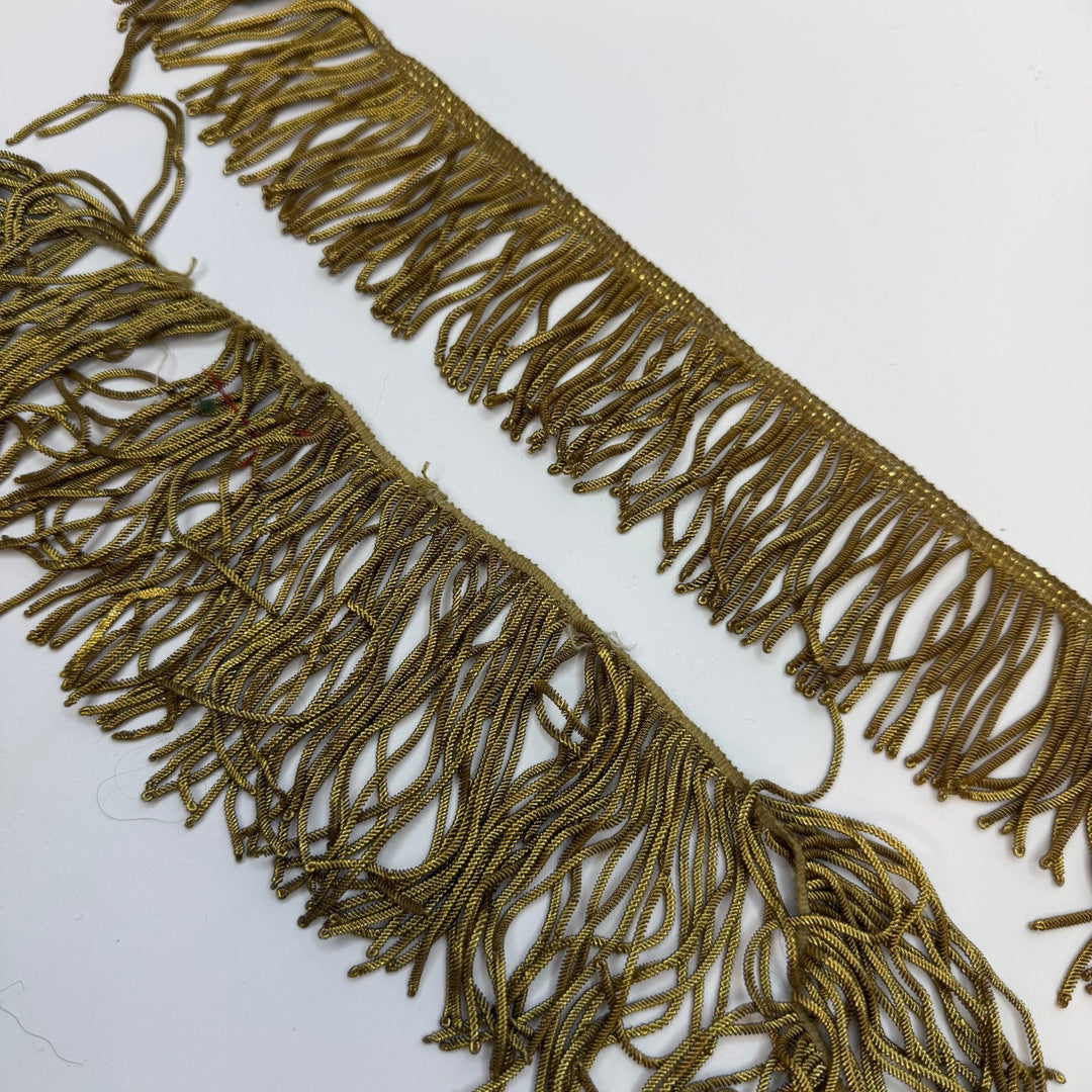 2 ½" (64mm) Vintage Fringe Tape Trim - Gold - 2 Pack - True Deadstock supplies Fabric by private - Sustainable Textile | FABCYCLE