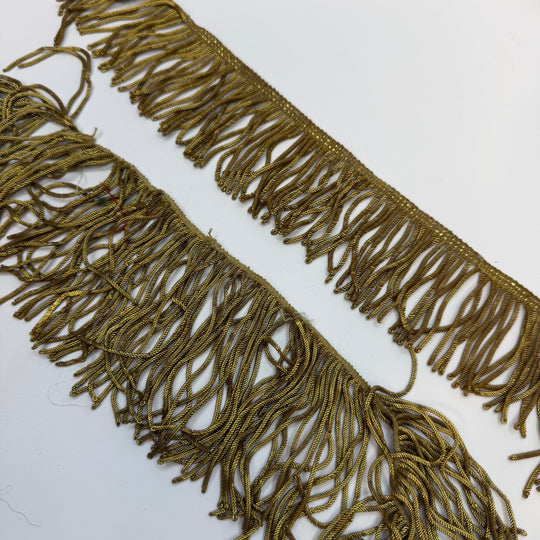 2 ½" (64mm) Vintage Fringe Tape Trim - Gold - 2 Pack - True Deadstock supplies Fabric by private - Sustainable Textile | FABCYCLE