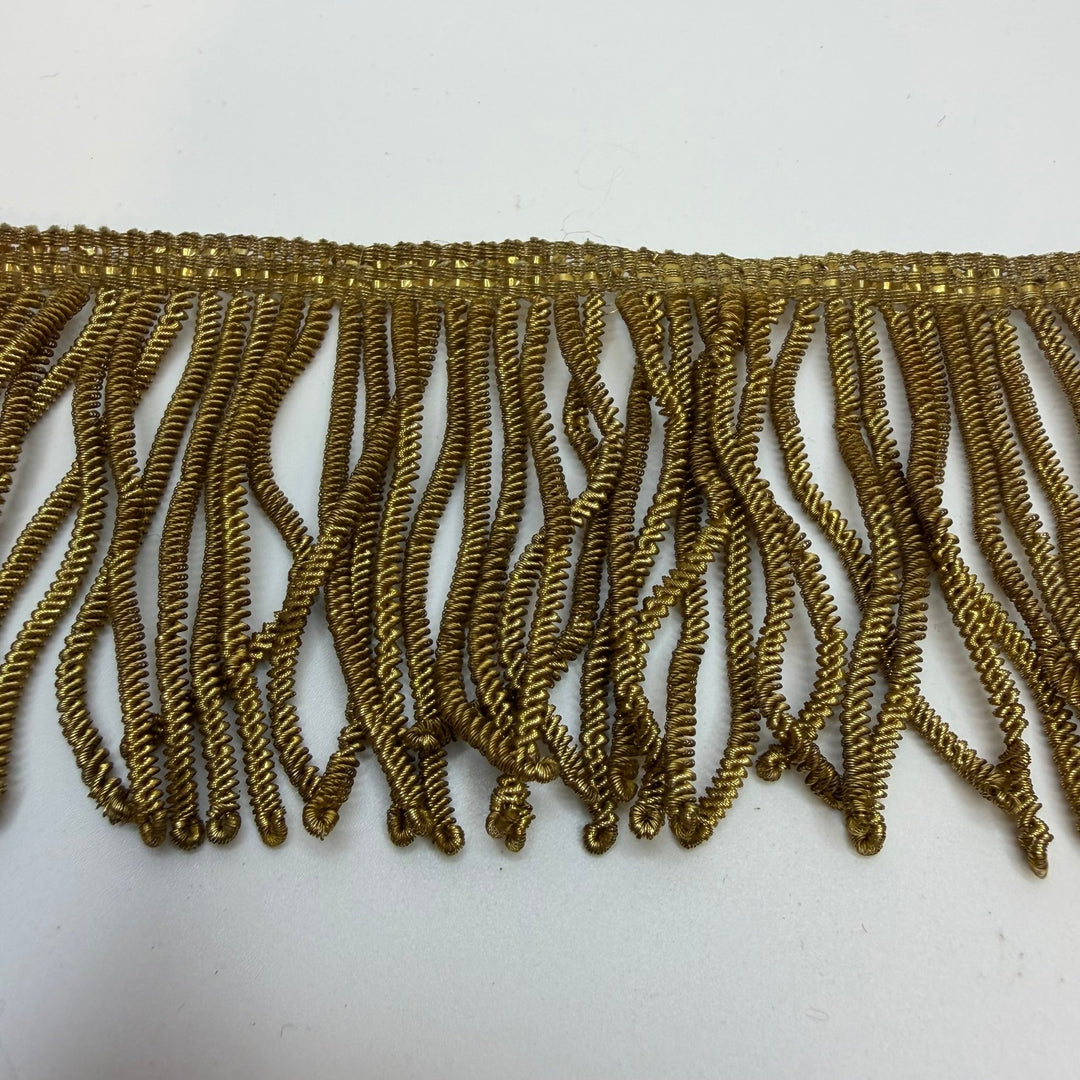 2 ½" (64mm) Vintage Fringe Tape Trim - Gold - 2 Pack - True Deadstock supplies Fabric by private - Sustainable Textile | FABCYCLE