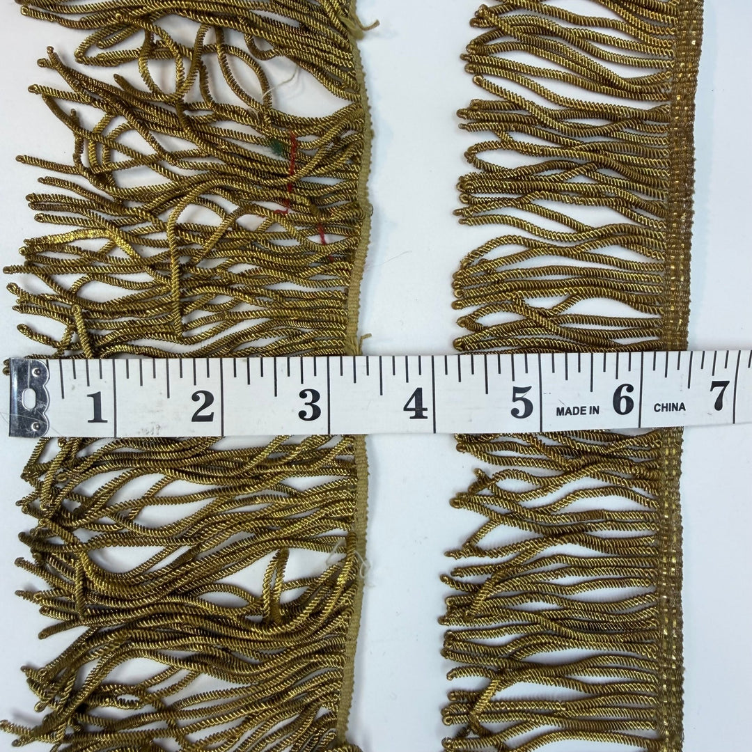 2 ½" (64mm) Vintage Fringe Tape Trim - Gold - 2 Pack - True Deadstock supplies Fabric by private - Sustainable Textile | FABCYCLE