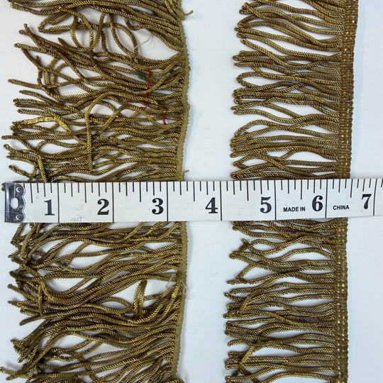 2 ½" (64mm) Vintage Fringe Tape Trim - Gold - 2 Pack - True Deadstock supplies Fabric by private - Sustainable Textile | FABCYCLE