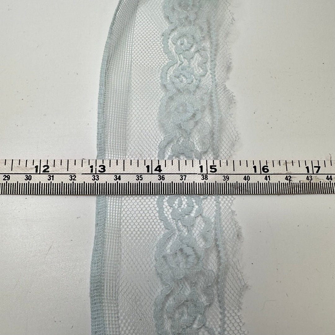 2 ½" (64mm) Vintage Scalloped Mesh Lace Trim - Light Blue - 2.4M Bundle - True Deadstock supplies Fabric by private - Sustainable Textile | FABCYCLE