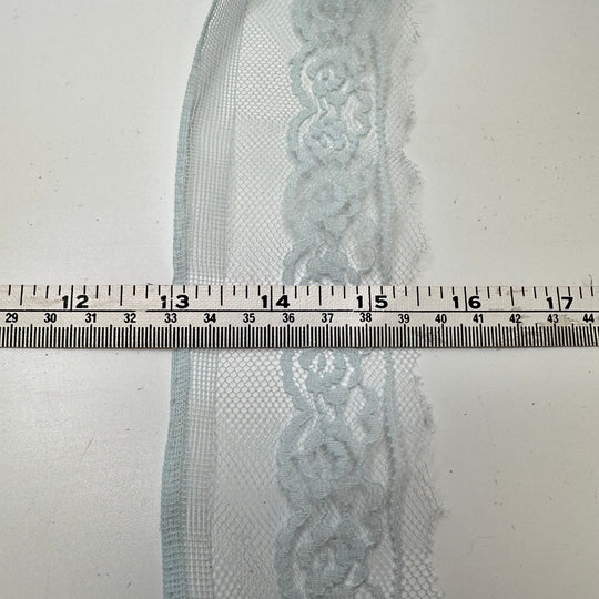 2 ½" (64mm) Vintage Scalloped Mesh Lace Trim - Light Blue - 2.4M Bundle - True Deadstock supplies Fabric by private - Sustainable Textile | FABCYCLE