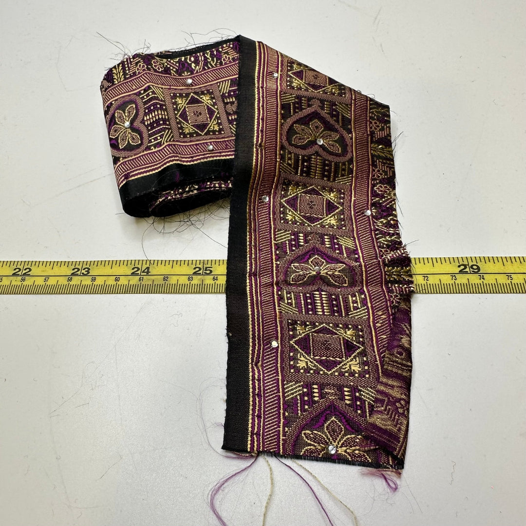 2 ¾" (70mm) Rhinestones Ribbon Trim - Purple/Gold - 3 Pack - True Deadstock supplies Fabric by private - Sustainable Textile | FABCYCLE