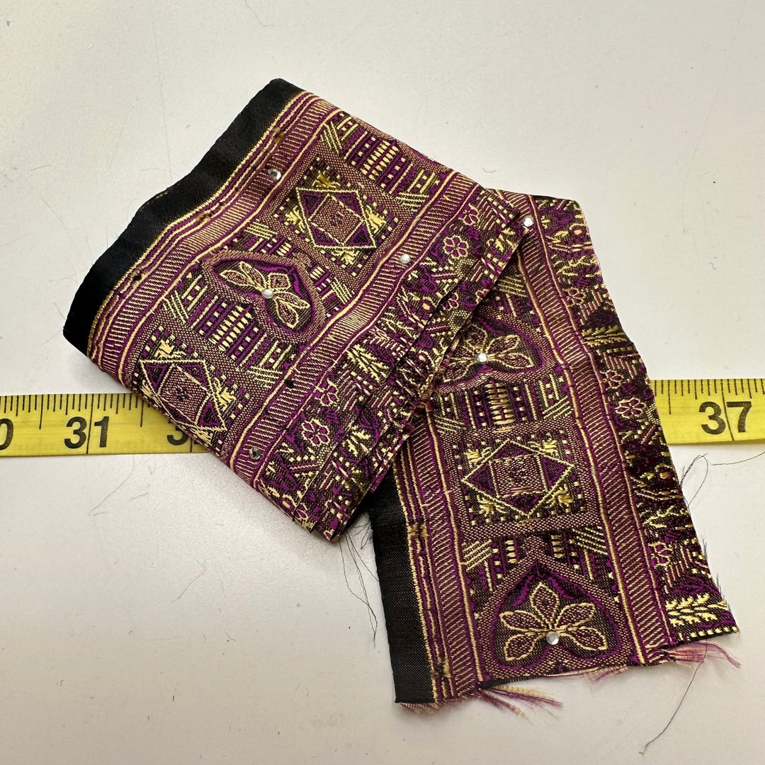 2 ¾" (70mm) Rhinestones Tape Trim - Dark Purple Multi - 1.4M Bundle - True Deadstock supplies Fabric by private - Sustainable Textile | FABCYCLE