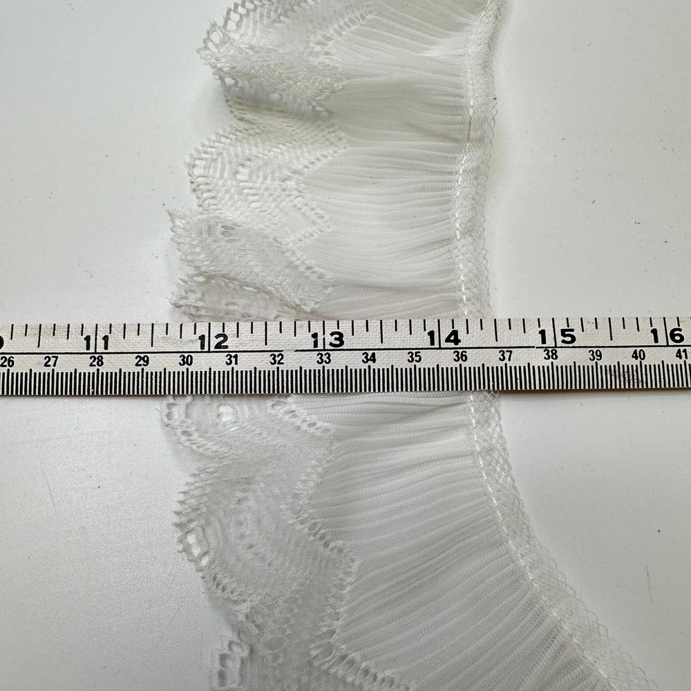 2 ¾" (70mm) Vintage Mesh Lace Trim - White - 2.9M Bundle - True Deadstock supplies Fabric by private - Sustainable Textile | FABCYCLE