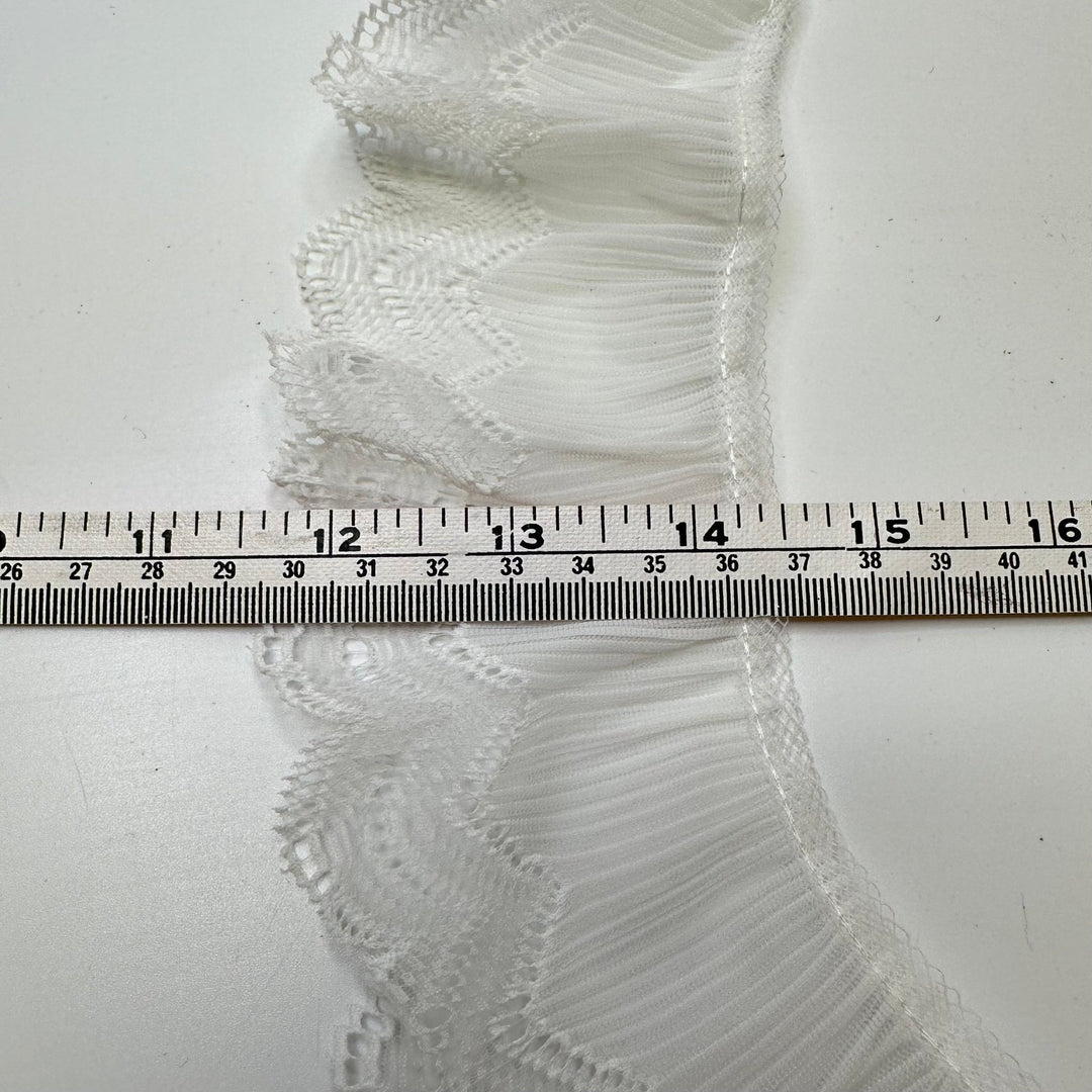 2 ¾" (70mm) Vintage Mesh Lace Trim - White - 2.9M Bundle - True Deadstock supplies Fabric by private - Sustainable Textile | FABCYCLE