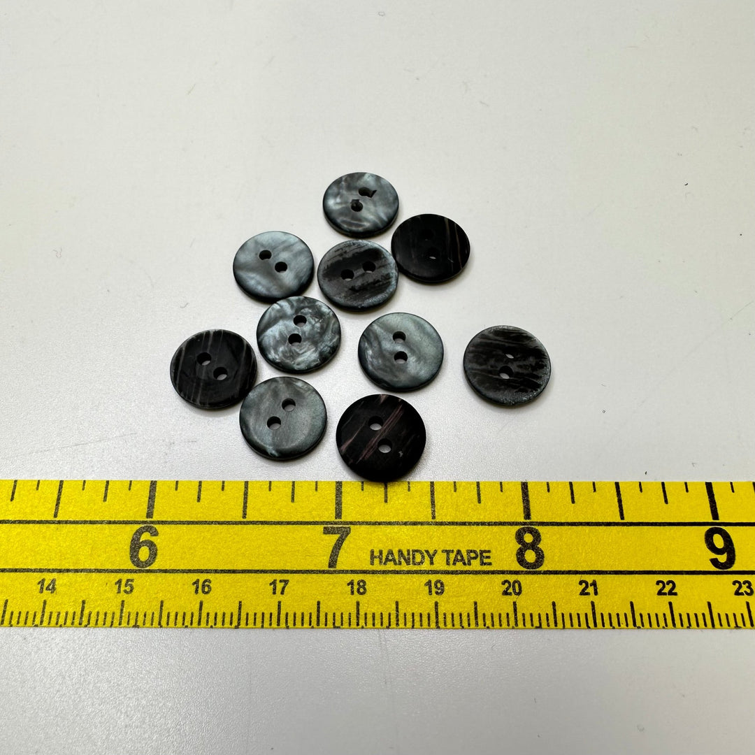 2 Hole Button - 10MM Plastic - Dark Grey/Blue - 10 Pack - True Deadstock supplies Fabric by private - Sustainable Textile | FABCYCLE