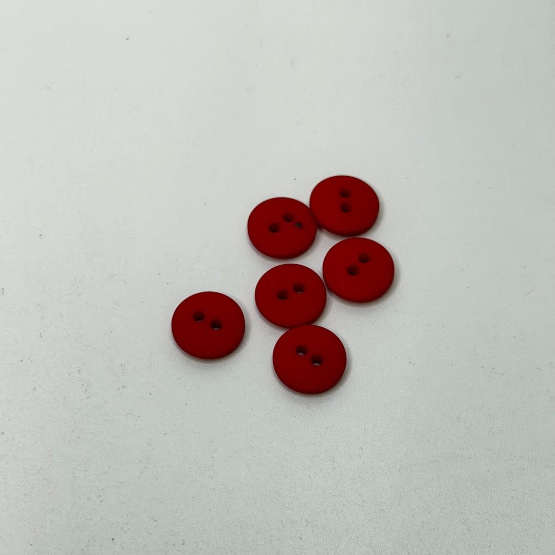 2 Hole Button - 10MM Plastic - Red - 6 Pack - True Deadstock supplies Fabric by private - Sustainable Textile | FABCYCLE
