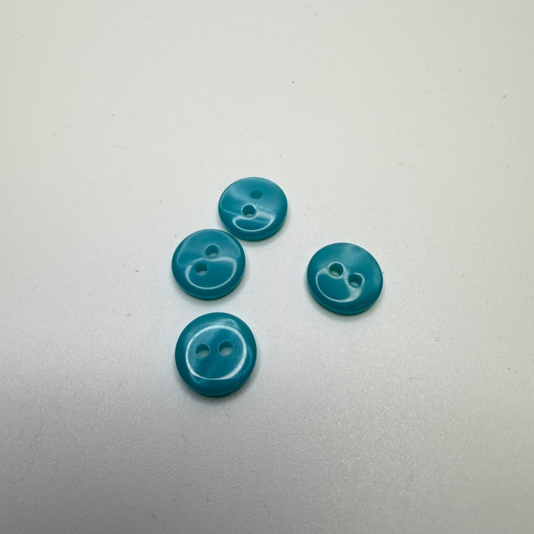 2 Hole Button - 10MM Plastic - Turquoise - 4 Pack - True Deadstock supplies Fabric by private - Sustainable Textile | FABCYCLE