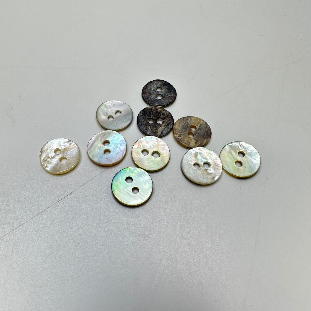 2 Hole Button - 11MM Shell - Translucent Brown - 10 Pack - True Deadstock supplies Fabric by private - Sustainable Textile | FABCYCLE