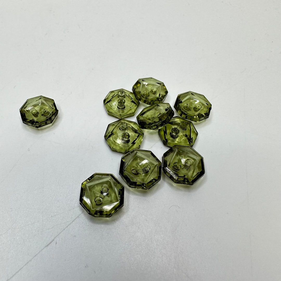 2 Hole Button - 13MM Plastic - Transparent Green - 10 Pack - True Deadstock supplies Fabric by private - Sustainable Textile | FABCYCLE