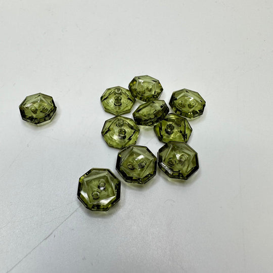 2 Hole Button - 13MM Plastic - Transparent Green - 10 Pack - True Deadstock supplies Fabric by private - Sustainable Textile | FABCYCLE