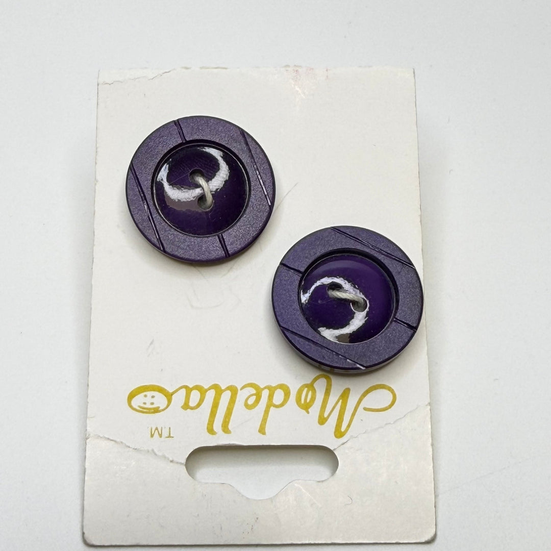 2 Hole Button - 15MM Plastic - Dark Purple - 2 Pack - True Deadstock supplies Fabric by private - Sustainable Textile | FABCYCLE