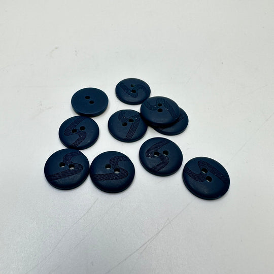 2 Hole Button - 15MM Plastic - Navy - 10 Pack - True Deadstock supplies Fabric by private - Sustainable Textile | FABCYCLE