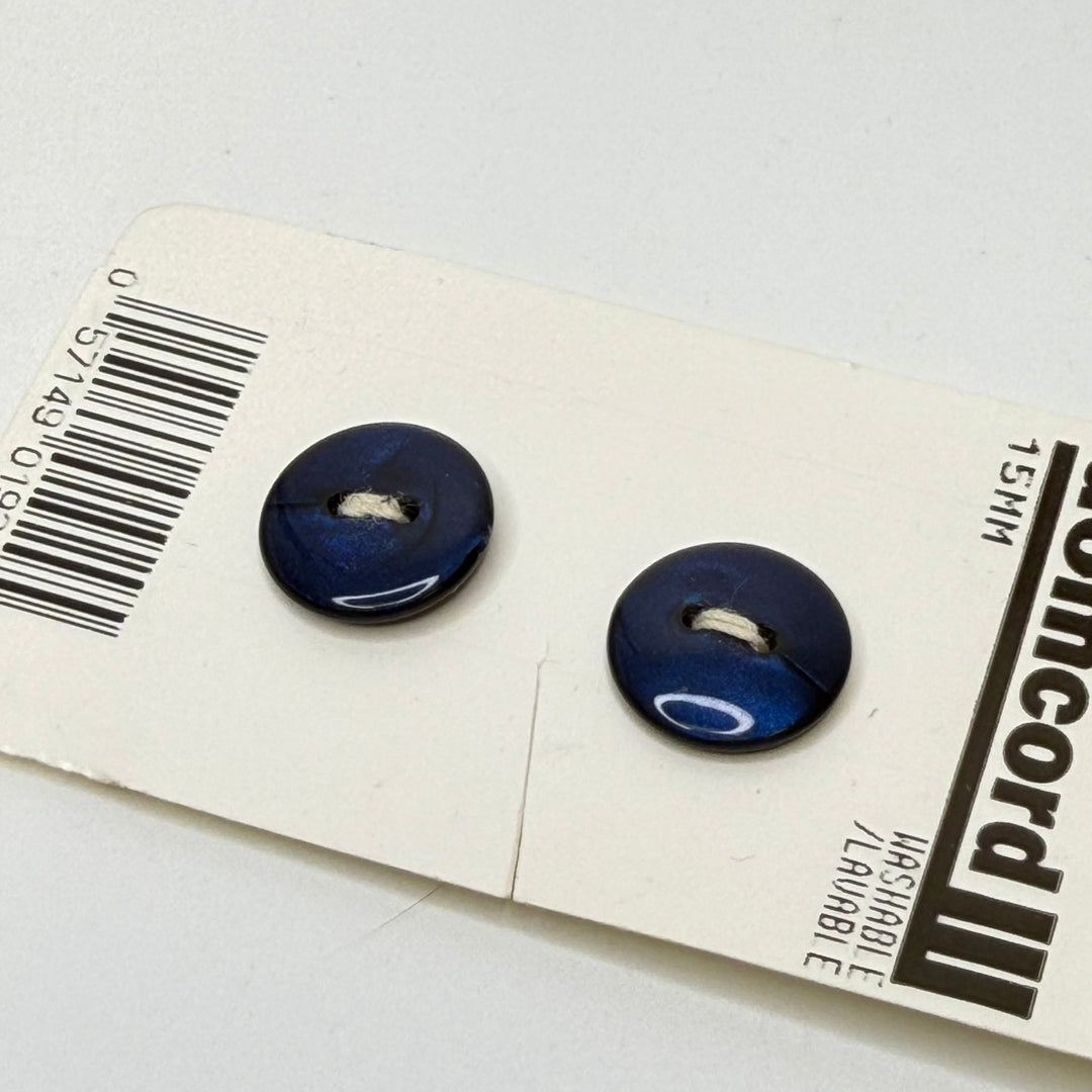 2 Hole Button - 15MM Plastic - Translucent Navy - 2 Pack - True Deadstock supplies Fabric by private - Sustainable Textile | FABCYCLE