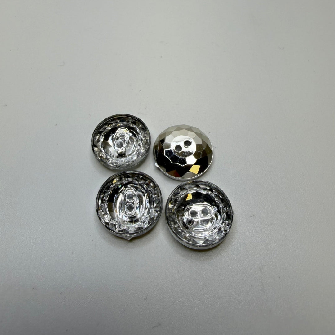 2 Hole Button - 15MM Plastic - Translucent Silver - 4 Pack - True Deadstock supplies Fabric by private - Sustainable Textile | FABCYCLE