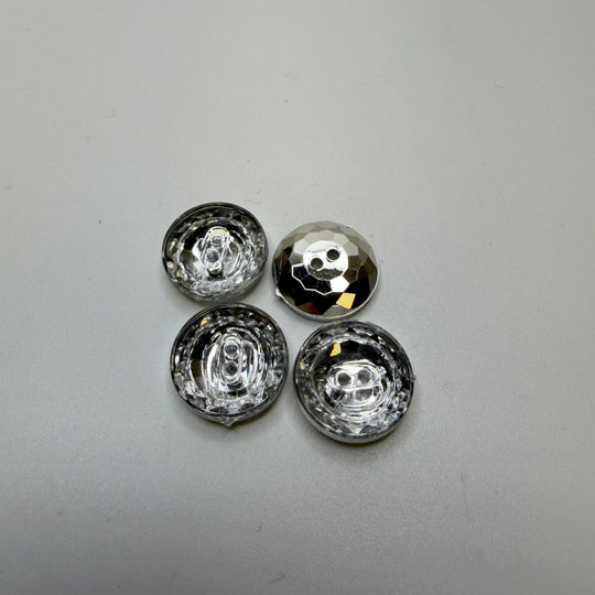 2 Hole Button - 15MM Plastic - Translucent Silver - 4 Pack - True Deadstock supplies Fabric by private - Sustainable Textile | FABCYCLE