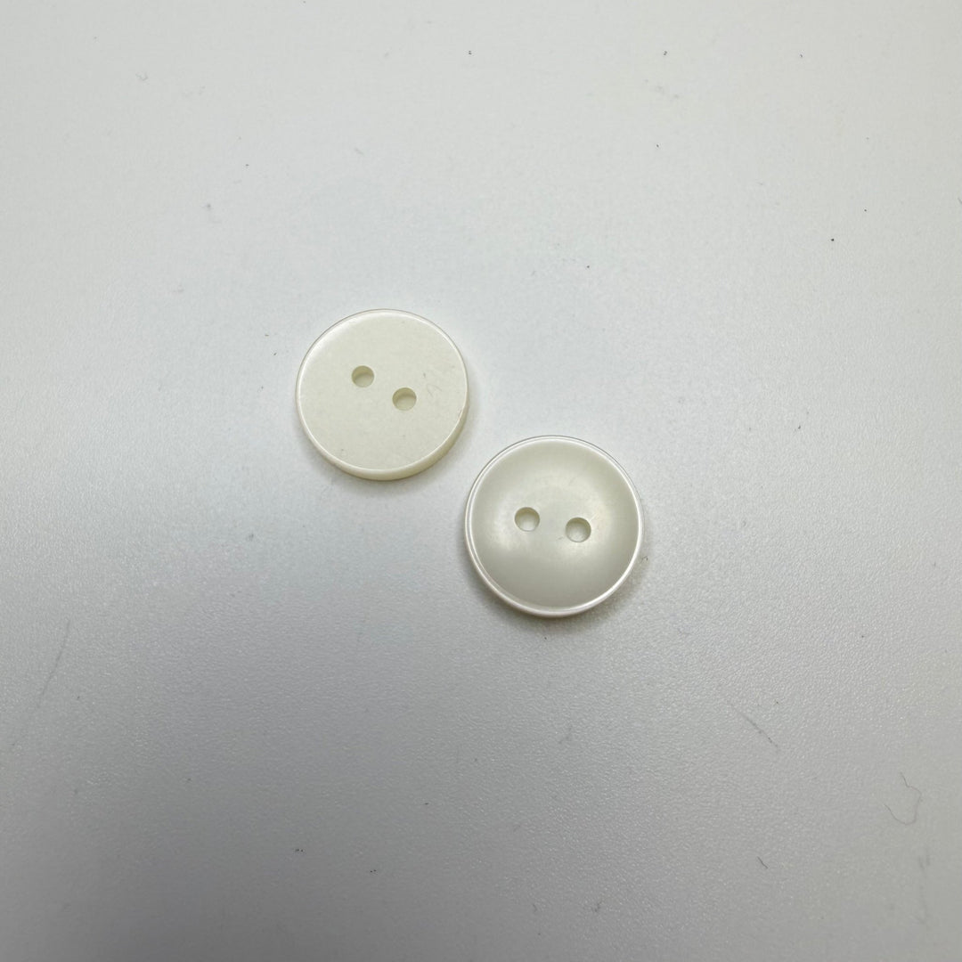 2 Hole Button - 15MM Plastic - Translucent White - 2 Pack - True Deadstock supplies Fabric by private - Sustainable Textile | FABCYCLE