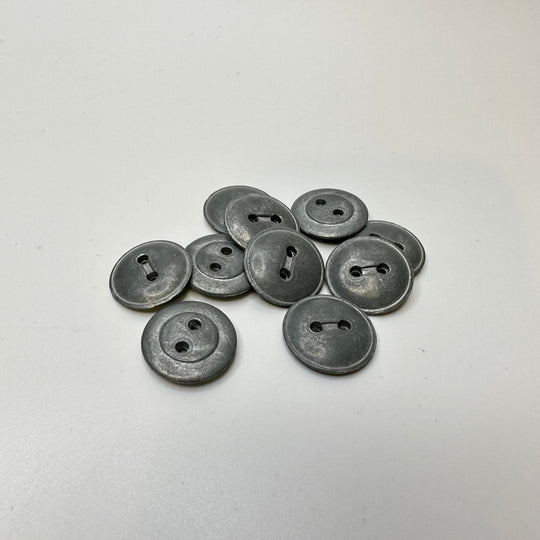 2 Hole Button - 20MM Metal - Grey - 10 Pack - True Deadstock supplies Fabric by private - Sustainable Textile | FABCYCLE