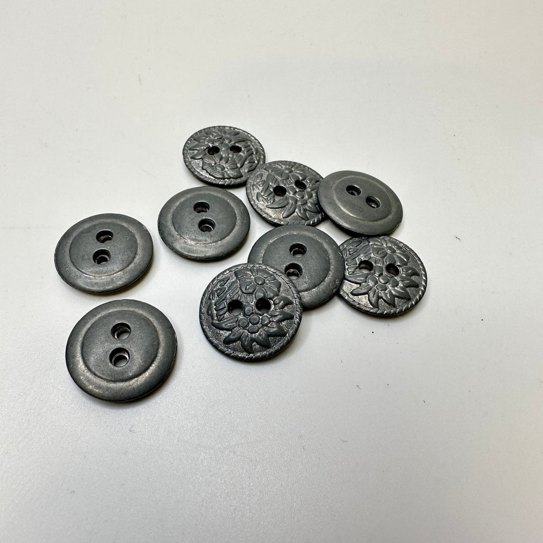 2 Hole Button - 20MM Metal - Grey - 8 Pack - True Deadstock supplies Fabric by private - Sustainable Textile | FABCYCLE