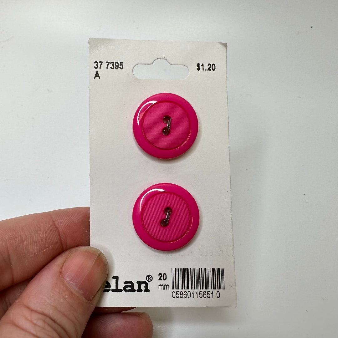 2 Hole Button - 20MM Plastic - Pink - 2 Pack - True Deadstock supplies Fabric by private - Sustainable Textile | FABCYCLE