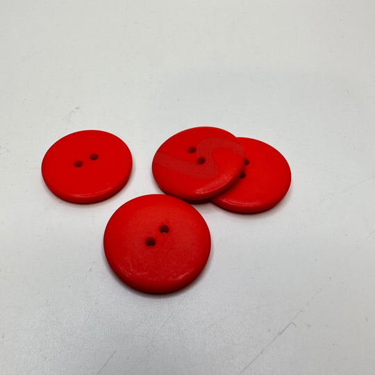 2 Hole Button - 24MM Plastic - Coral Red - 4 Pack - True Deadstock supplies Fabric by private - Sustainable Textile | FABCYCLE
