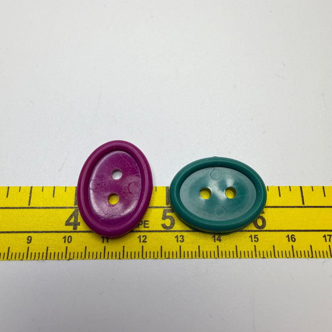 2 Hole Button - 25MM Plastic - Green/Purple - 2 Pack - True Deadstock supplies Fabric by private - Sustainable Textile | FABCYCLE