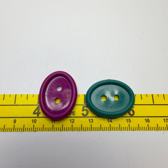 2 Hole Button - 25MM Plastic - Green/Purple - 2 Pack - True Deadstock supplies Fabric by private - Sustainable Textile | FABCYCLE