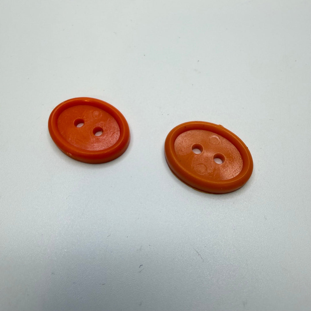 2 Hole Button - 25MM Plastic - Orange - 2 Pack - True Deadstock supplies Fabric by private - Sustainable Textile | FABCYCLE