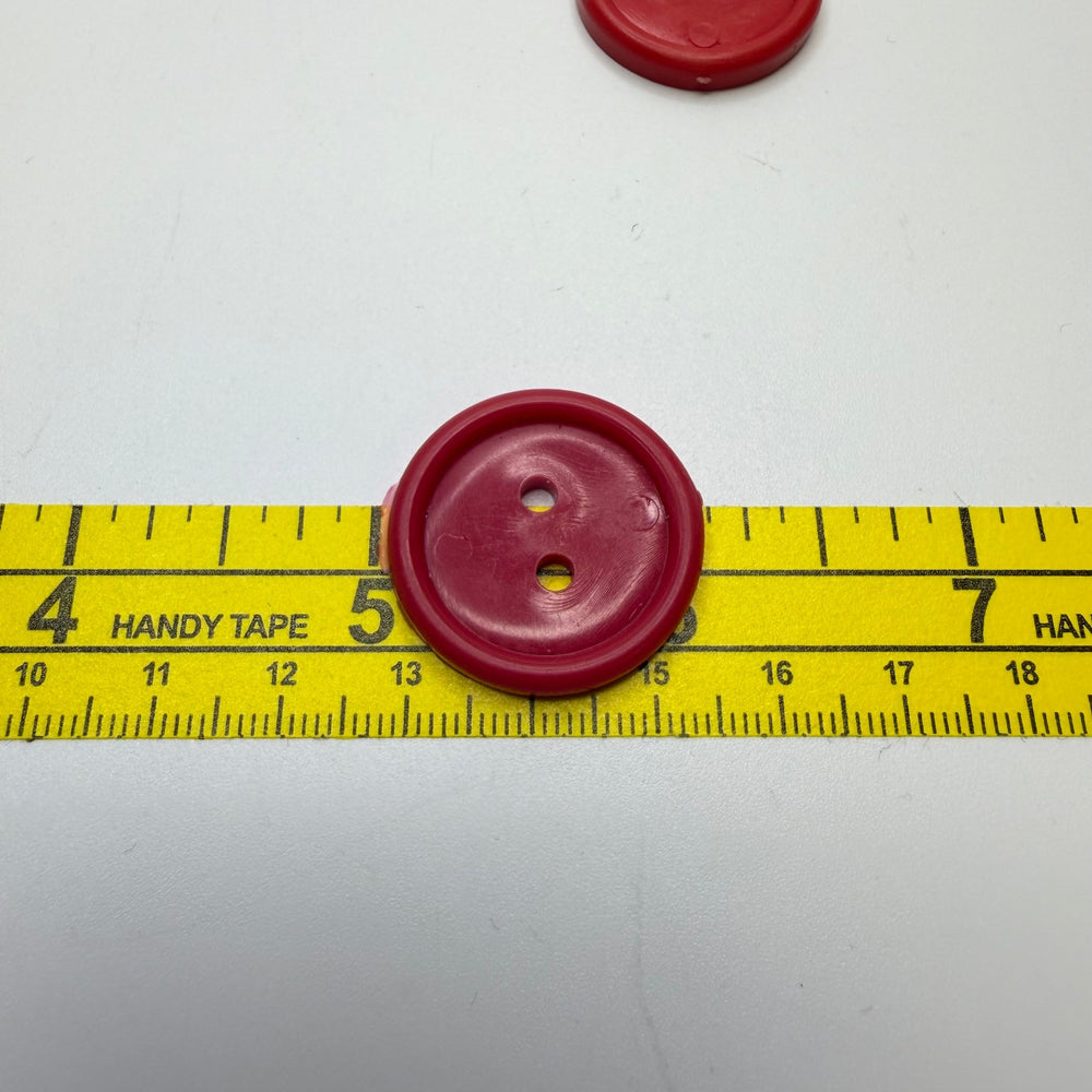 2 Hole Button - 25MM Plastic - Red - 2 Pack - True Deadstock supplies Fabric by private - Sustainable Textile | FABCYCLE