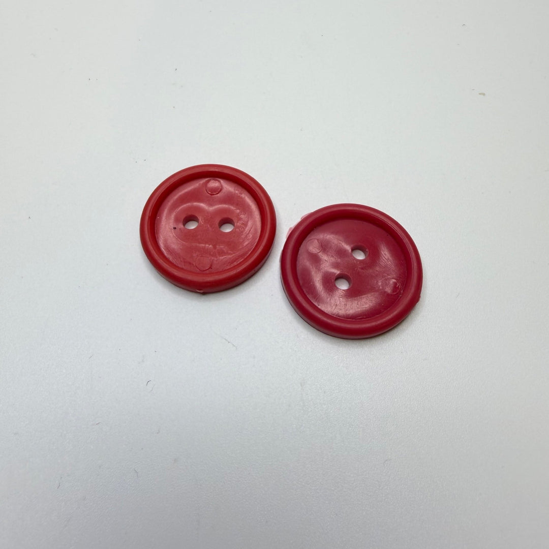 2 Hole Button - 25MM Plastic - Red - 2 Pack - True Deadstock supplies Fabric by private - Sustainable Textile | FABCYCLE