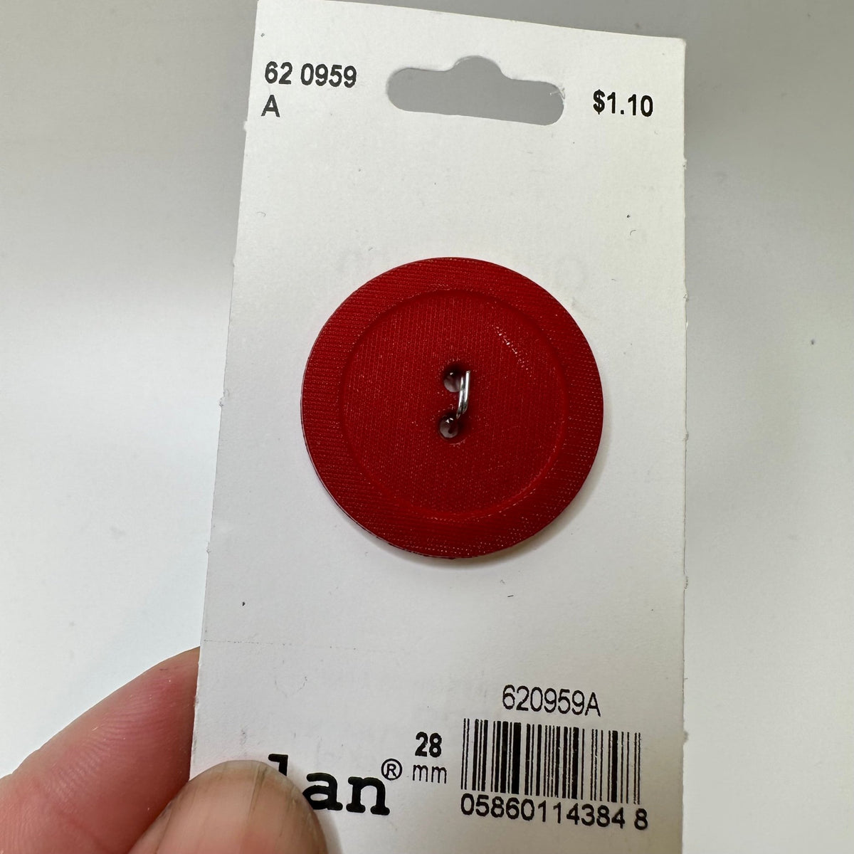 2 Hole Button - 28MM Plastic - Red - True Deadstock supplies Fabric by private - Sustainable Textile | FABCYCLE