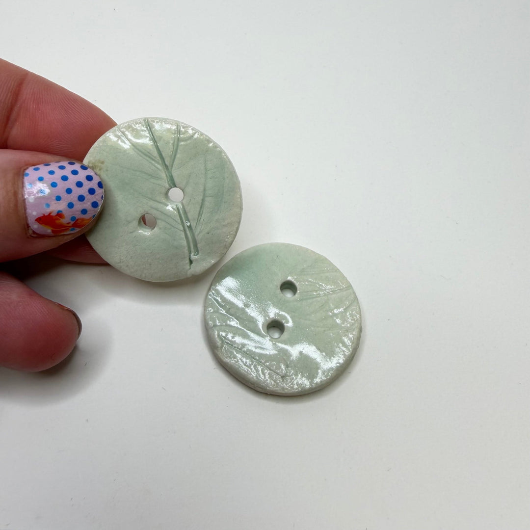 2 Hole Button - 30MM - Light Green - 2 Pack - True Deadstock supplies Fabric by private - Sustainable Textile | FABCYCLE