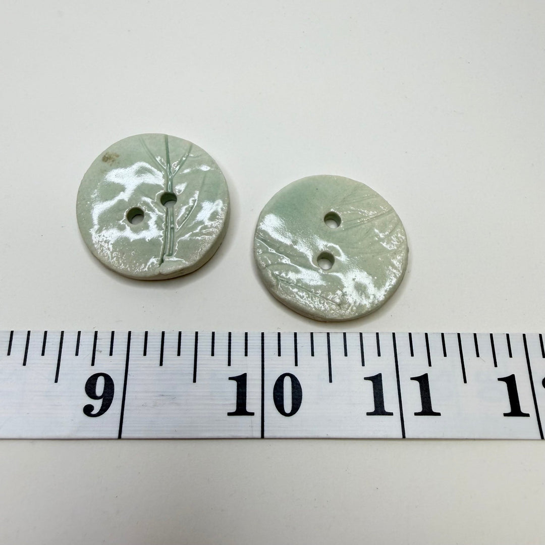 2 Hole Button - 30MM - Light Green - 2 Pack - True Deadstock supplies Fabric by private - Sustainable Textile | FABCYCLE