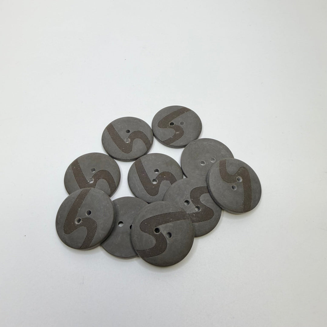 2 Hole Button - 30MM Plastic - Grey/Beige - 10 Pack - True Deadstock supplies Fabric by private - Sustainable Textile | FABCYCLE