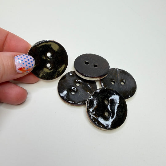 2 Hole Button - 35MM - Dark Brown - 4 Pack - True Deadstock supplies Fabric by private - Sustainable Textile | FABCYCLE