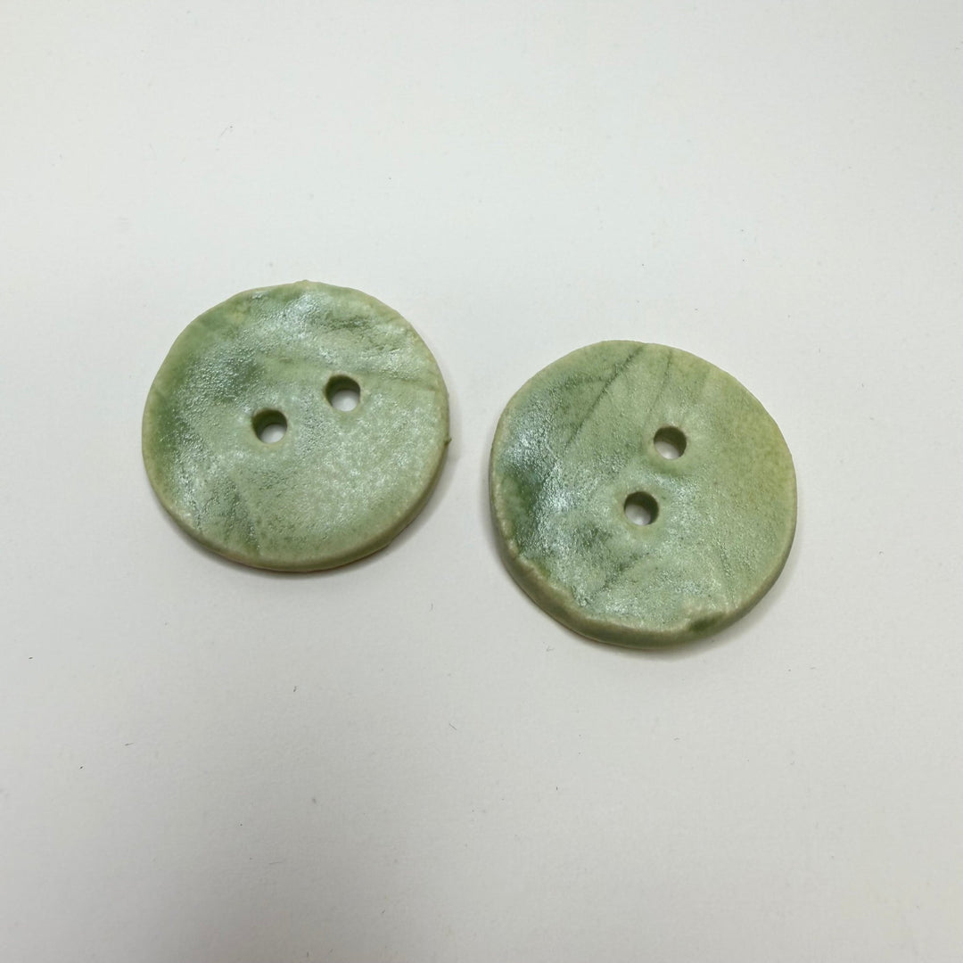 2 Hole Button - 35MM - Light Green - 2 Pack - True Deadstock supplies Fabric by private - Sustainable Textile | FABCYCLE