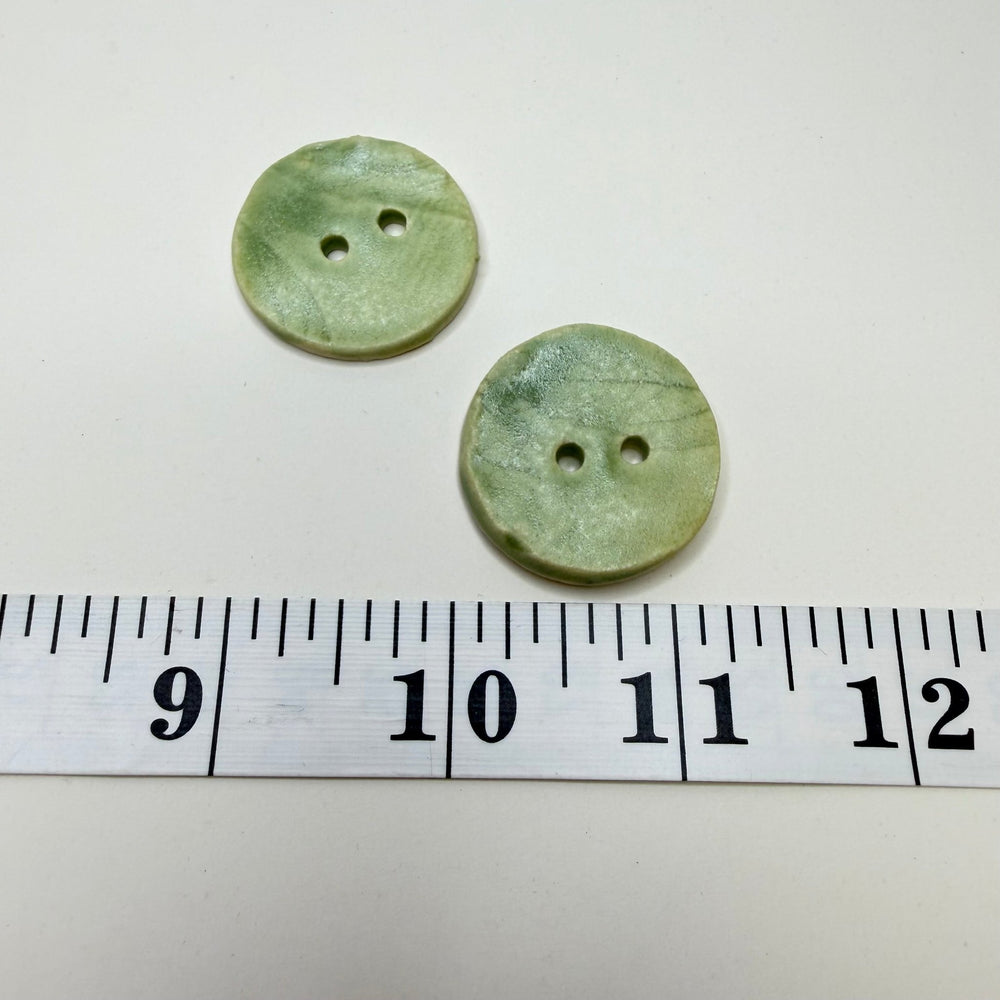 2 Hole Button - 35MM - Light Green - 2 Pack - True Deadstock supplies Fabric by private - Sustainable Textile | FABCYCLE
